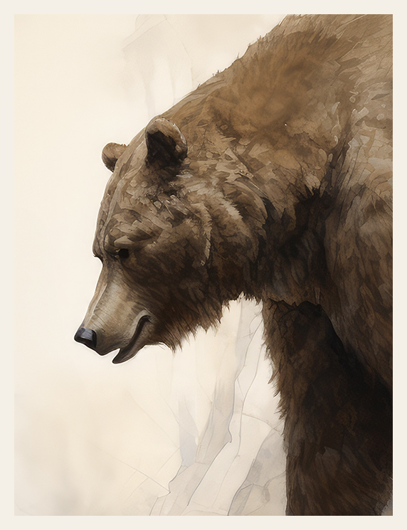 Close-up of a bear's head with a neutral background