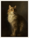 Detailed painting of a cat with a dark background