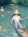 Canoes Drifting Through Green Light