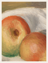 Abstract painting of two apples on a textured background
