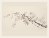 Artistic depiction of a branch with leaves on a beige background