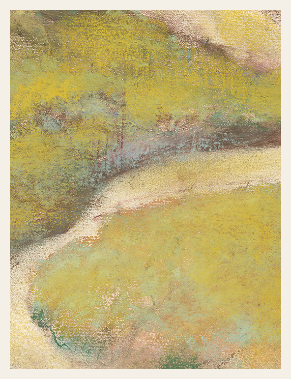 Abstract art with a mix of green, brown, and beige colors