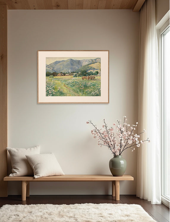 Village Fields and Mountain Light