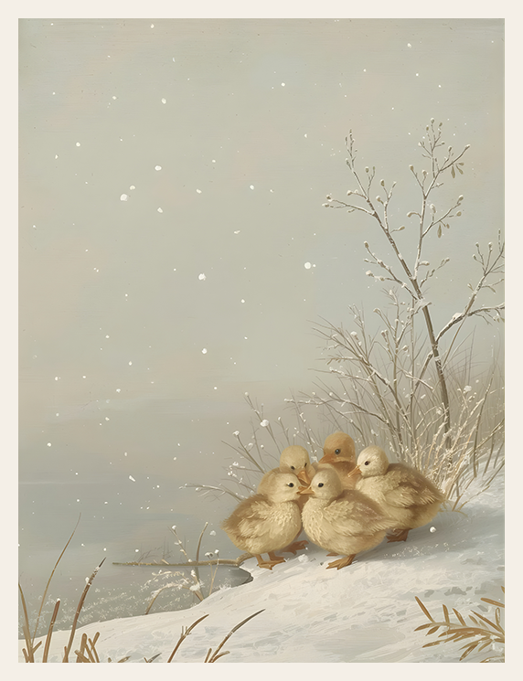 Ducklings on the Snowbank