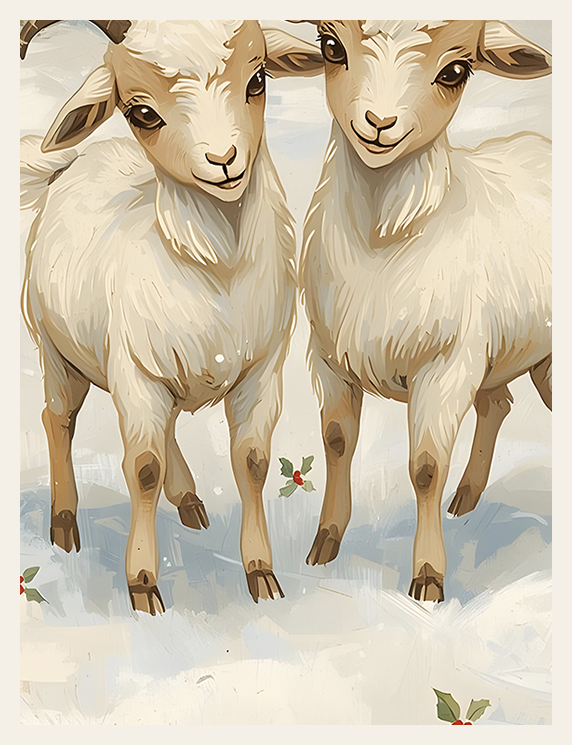 Goats by the Winter Cottage