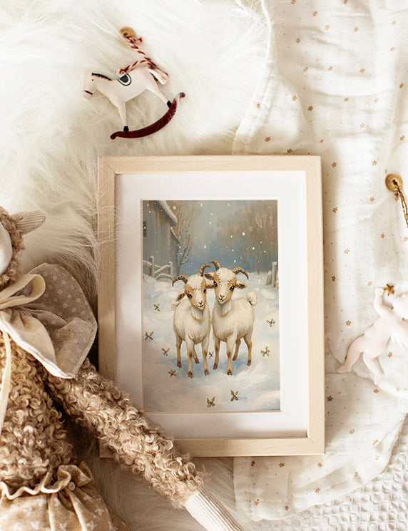 Goats by the Winter Cottage