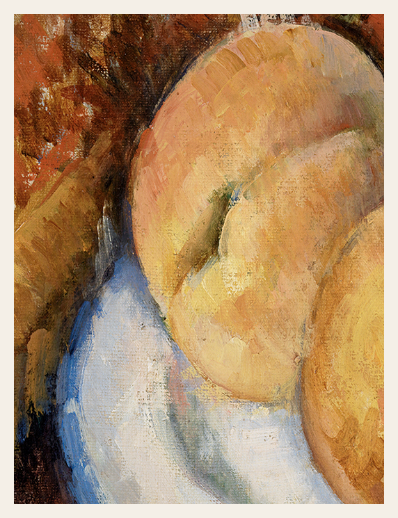 Painted bagel on a textured surface with abstract background