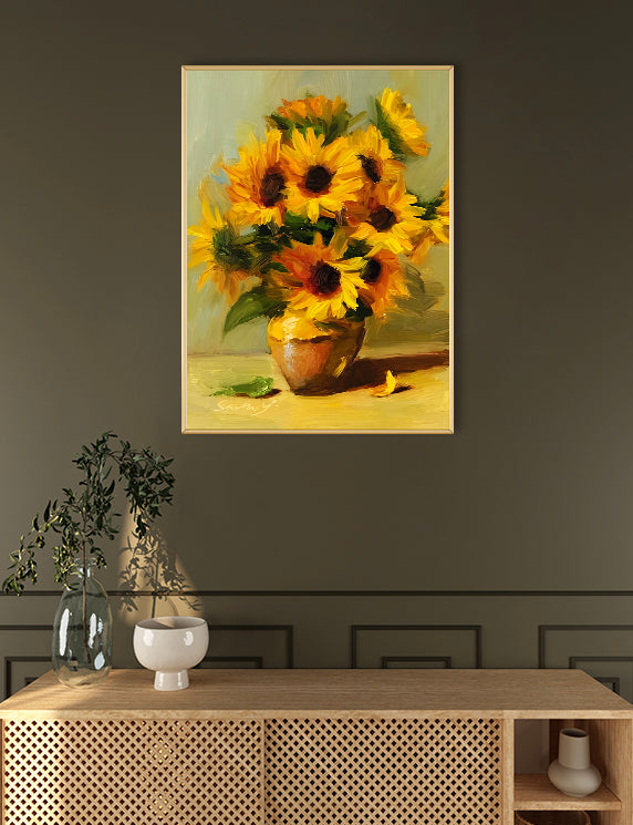 Sunflowers in the Yellow‑Brown Vase