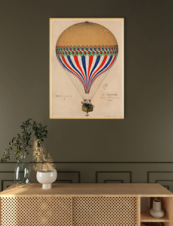 Tricolored Balloon Lifting Into the Pale Morning Sky