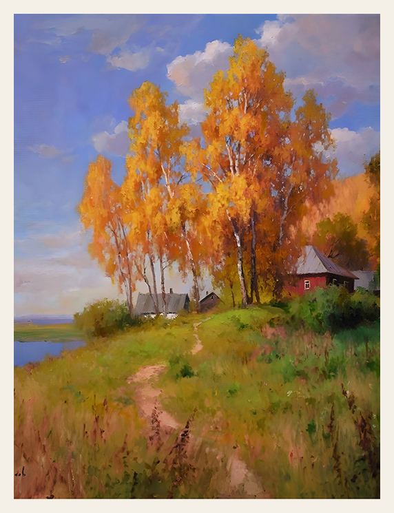 Golden Trees Beside the Quiet Water