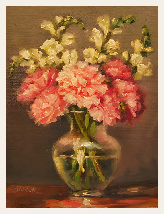 Pink Blossoms in the Clear Glass Vase