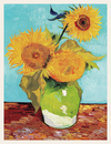 Three Sunflowers Against the Blue Morning