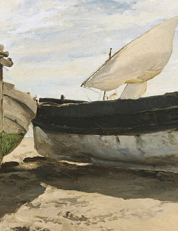 Two Boats Resting on the Sunlit Shore