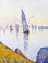 Pointillist Sailboats in Pastel Light