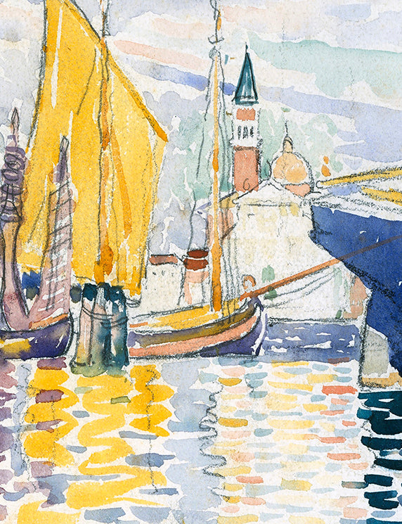 Yellow Sail in the Harbor Light