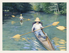 Canoes Drifting Through Green Light