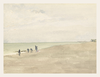 Figures Walking the Soft‑Sand Shore