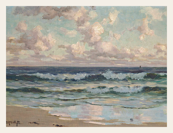 Waves Under the Blush‑Cloud Sky