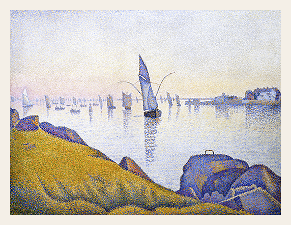 Pointillist Sailboats in Pastel Light
