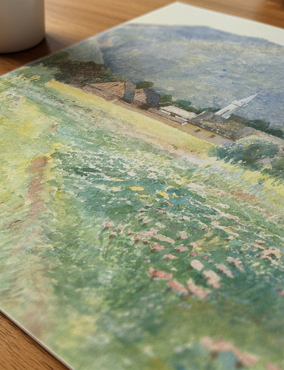 Village Fields and Mountain Light