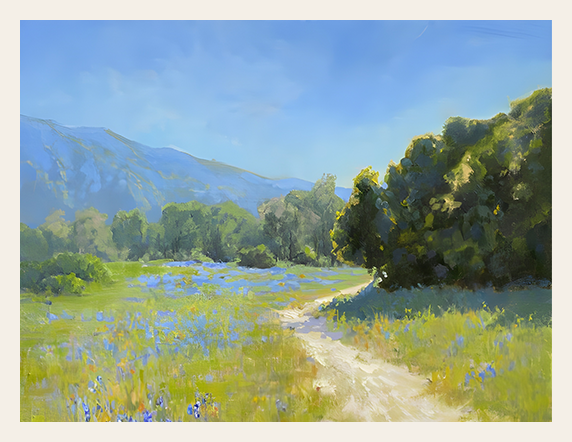 Pathway Through the Blueflower Meadow